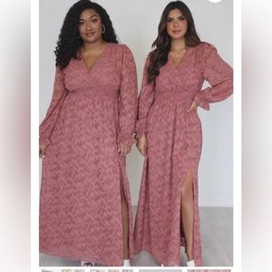Pink Lily Mauve Long Sleeve Maxi Dress Large